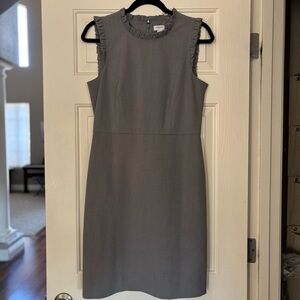 J. Crew Ruffleneck Sheath Dress in “Heather Graphite” size 6